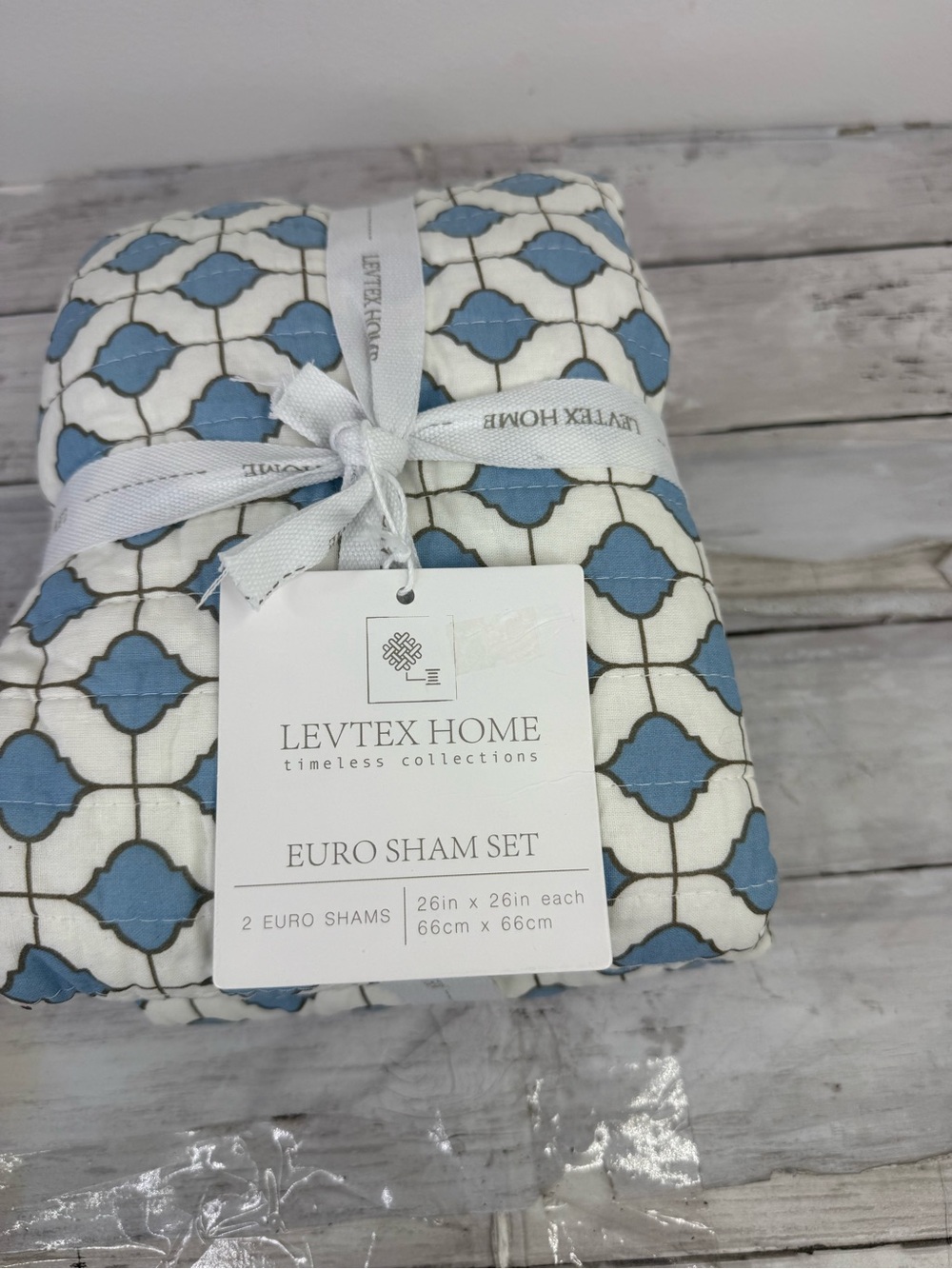 Palladium Blue & White Geometric Euro Sham Set